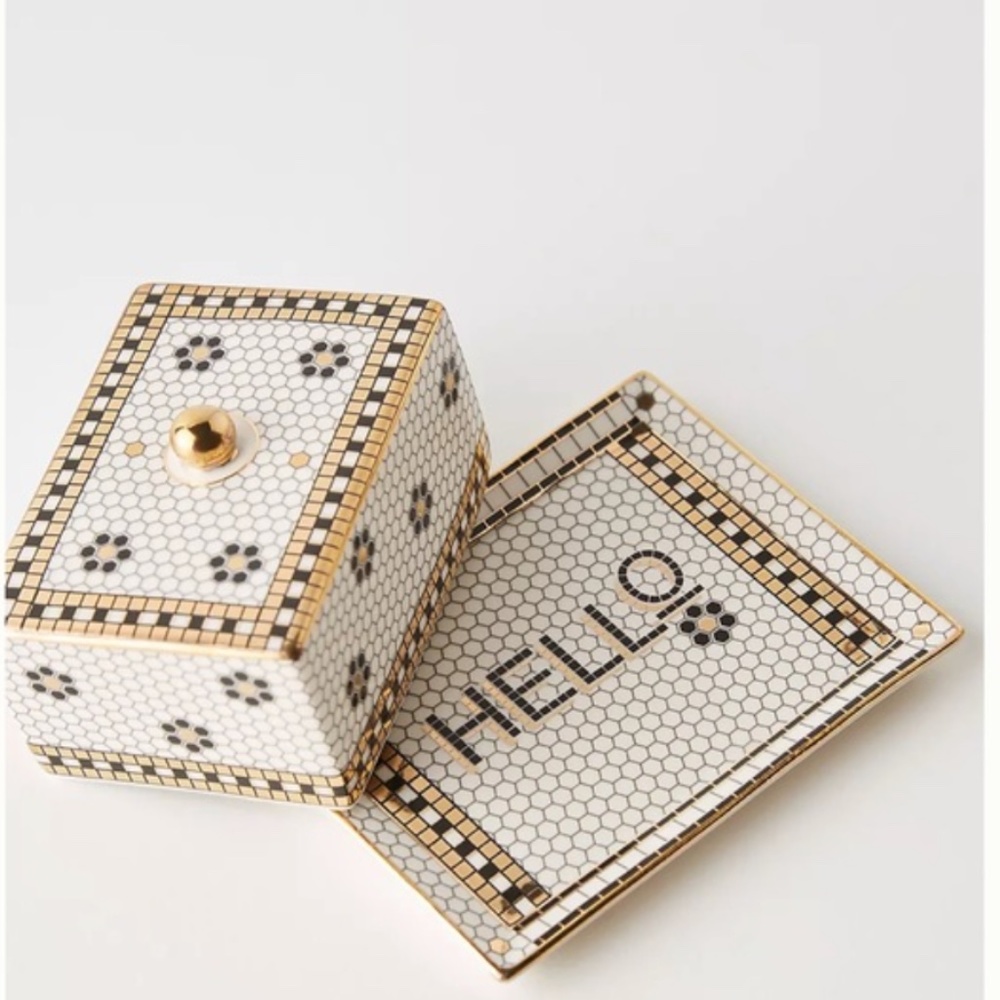 Anthropologie Bistro Tile Covered Butter Dish BRAND NEW, Never Used